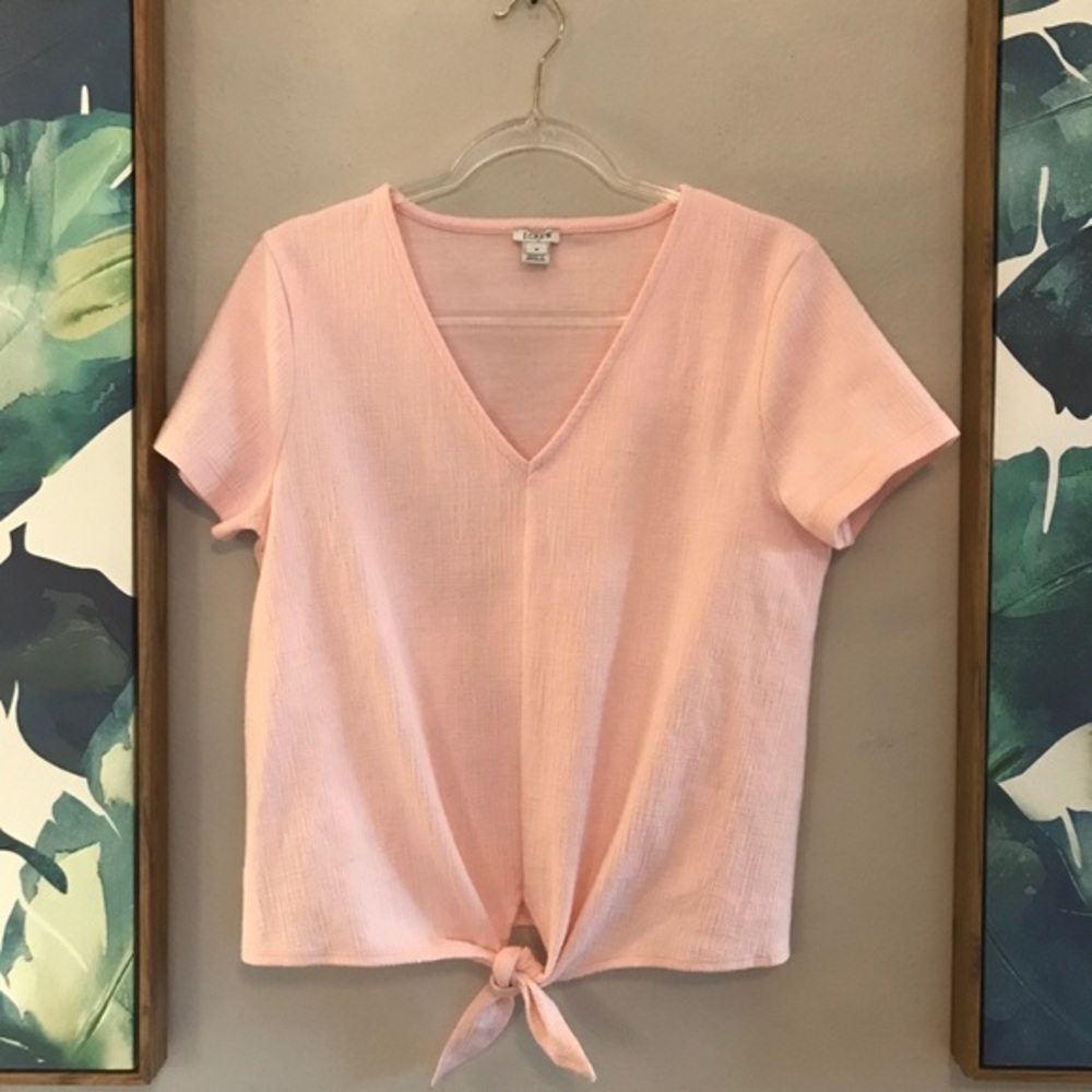 J. Crew Pink Tie Front Top Short Sleeve Size Medium